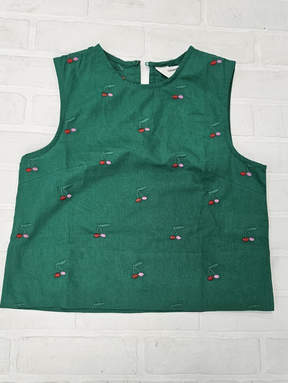 Embroidered Cherry Shell Top